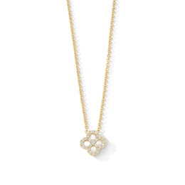1/4 CT. T.W. Baguette and Round Certified Lab-Grown Diamond Clover Necklace in Sterling Silver with 10K Gold Plate
