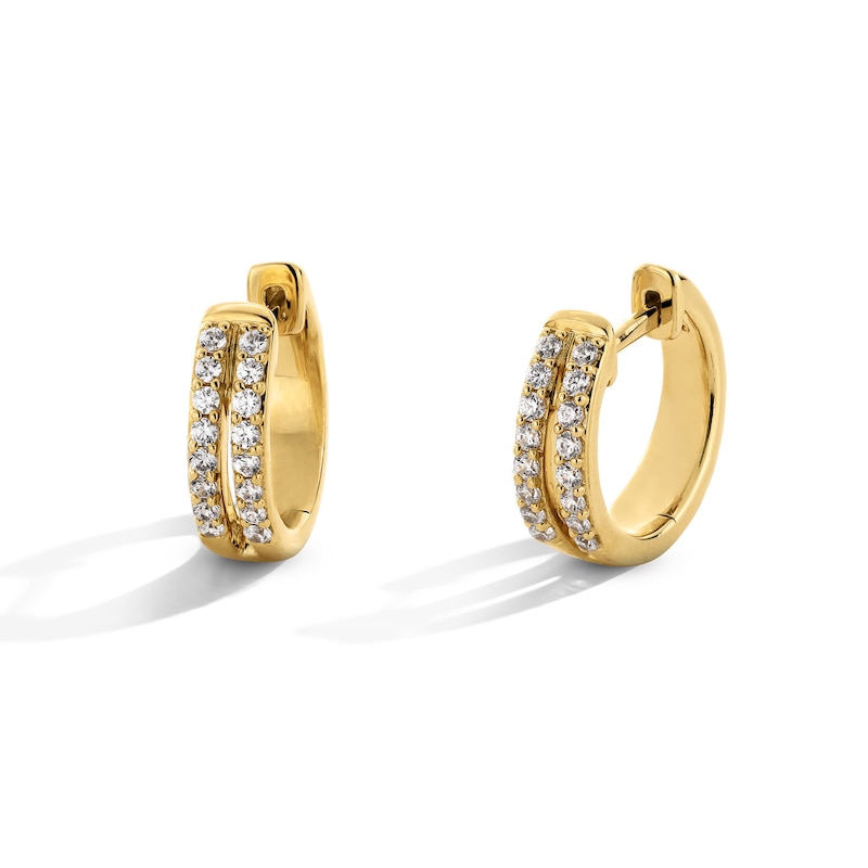 Main Image 1 of 1/5 CT. T.W. Certified Lab-Grown Diamond Split Huggie Hoop Earrings in Sterling Silver with 10K Gold Plate (F/VS2)