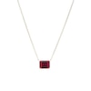 Thumbnail Image 1 of Emerald-Cut Lab-Created Ruby Solitaire Sideways Necklace in 10K Gold