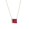 Thumbnail Image 2 of Emerald-Cut Lab-Created Ruby Solitaire Sideways Necklace in 10K Gold