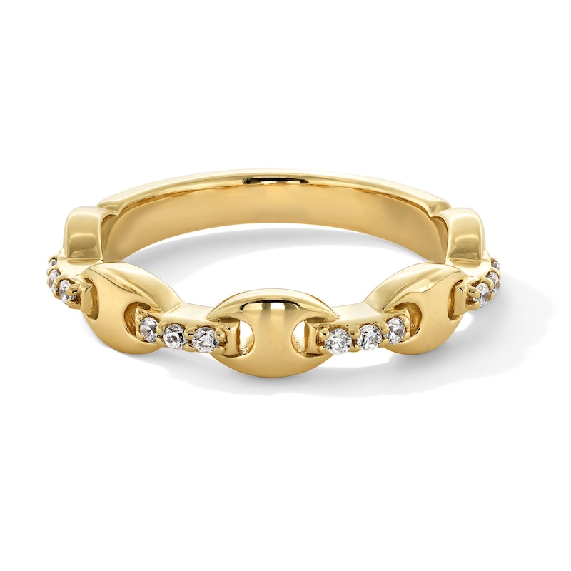 Main Image 1 of 1/10 CT. T.W. Certified Lab-Grown Diamond Mariner Link Ring in Sterling Silver with 10K Gold Plate (F/VS2) - Size 7