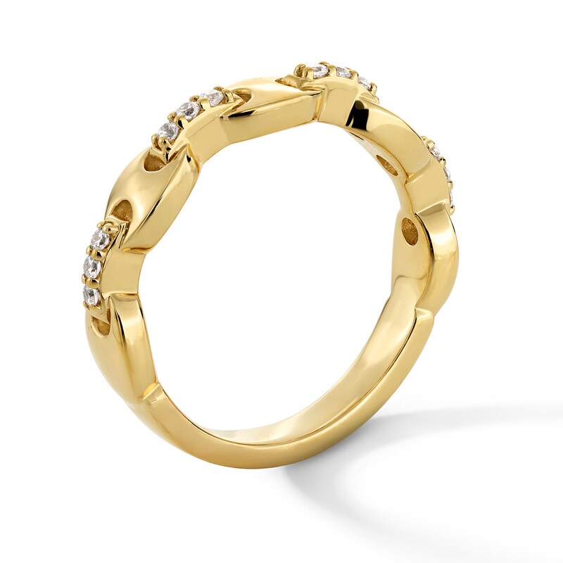 Main Image 2 of 1/10 CT. T.W. Certified Lab-Grown Diamond Mariner Link Ring in Sterling Silver with 10K Gold Plate (F/VS2) - Size 7