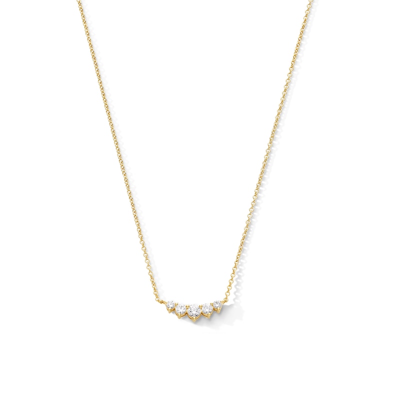 Main Image 1 of 1/4 CT. T.W. Certified Lab-Grown Diamond Graduated Five Stone Necklace in Sterling Silver with 10K Gold Plate (F/VS2)