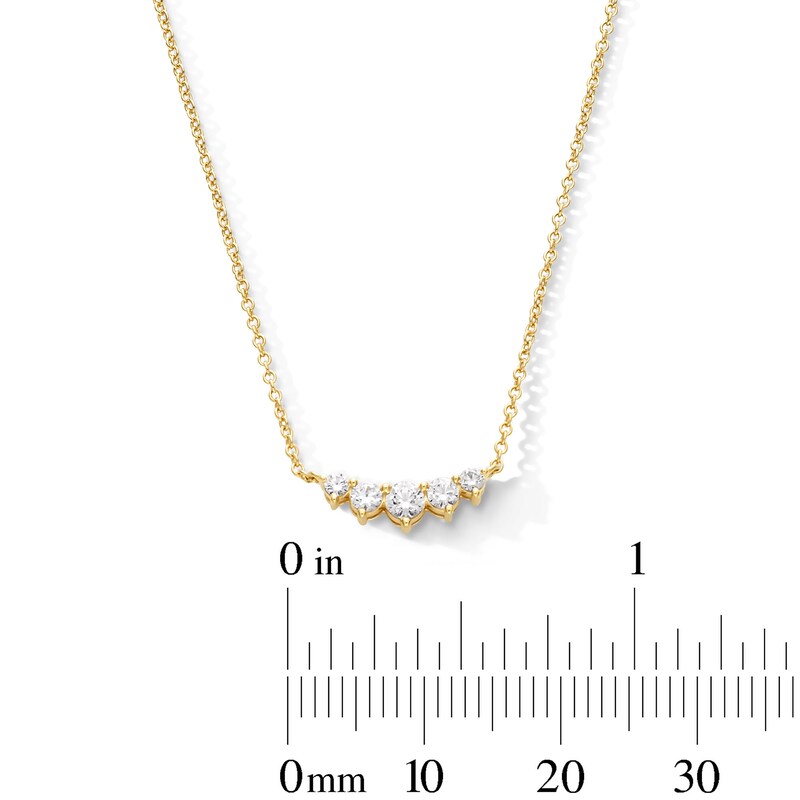 Main Image 2 of 1/4 CT. T.W. Certified Lab-Grown Diamond Graduated Five Stone Necklace in Sterling Silver with 10K Gold Plate (F/VS2)