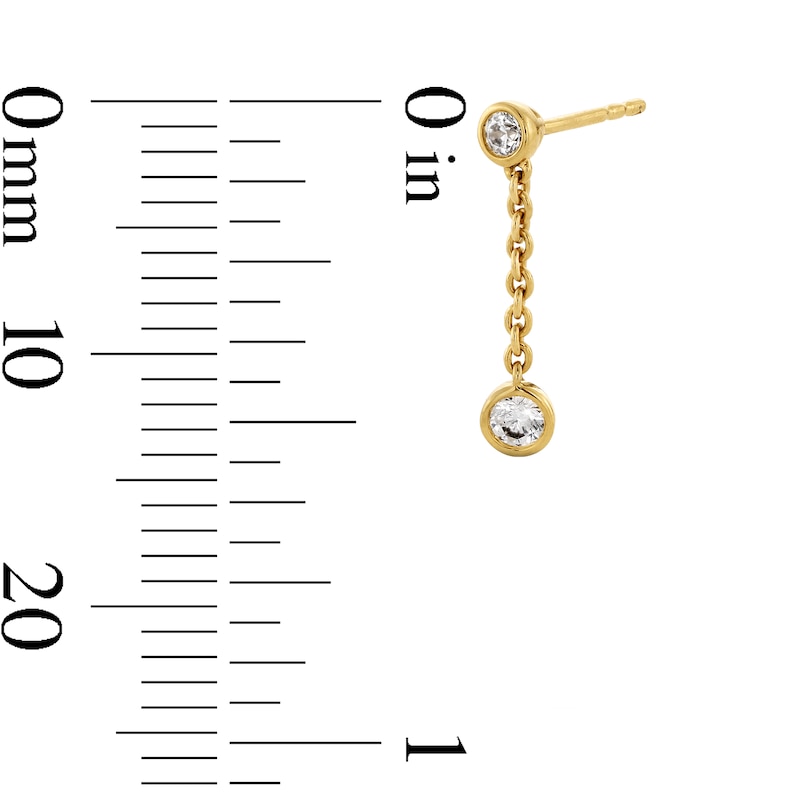 Main Image 2 of 1/4 CT. T.W. Certified Lab-Grown Diamond Bezel-Set Chain Drop Earrings in Sterling Silver with 10K Gold Plate (F/VS2)