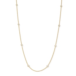 1/2 CT. T.W. Certified Lab-Grown Diamond Bezel-Set Station Necklace in Sterling Silver with 10K Gold Plate - 19”