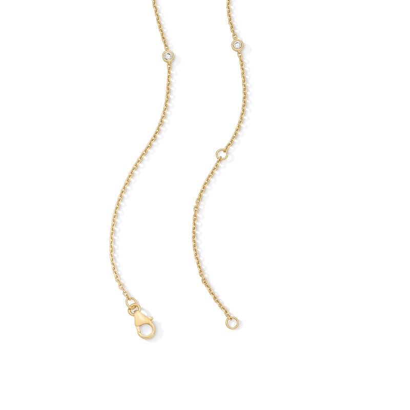 Main Image 2 of 1/2 CT. T.W. Certified Lab-Grown Diamond Bezel-Set Station Necklace in Sterling Silver with 10K Gold Plate - 19”