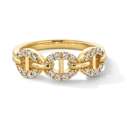 1/4 CT. T.W. Certified Lab-Grown Chain Link Ring in Sterling Silver with 10K Gold Plate (F/VS2) - Size 7