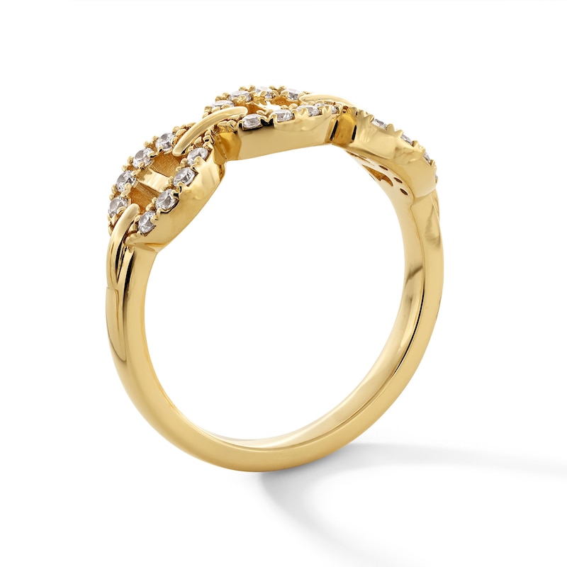 Main Image 2 of 1/4 CT. T.W. Certified Lab-Grown Chain Link Ring in Sterling Silver with 10K Gold Plate (F/VS2) - Size 7