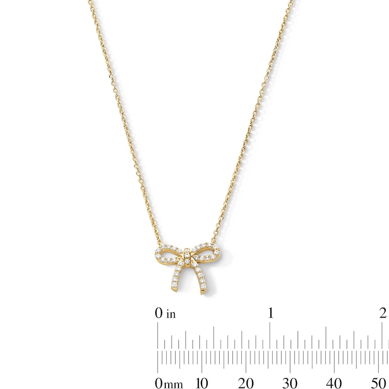 Main Image 2 of 1/5 CT. T.W. Certified Lab-Grown Diamond Bow Necklace in Sterling Silver with 10K Gold Plate (F/VS2)
