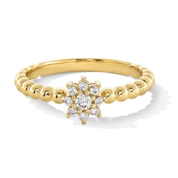 1/5 CT. T.W. Certified Lab-Grown Diamond Flower Bead Ring in Sterling Silver with 10K Gold Plate (F/VS2) - Size 7