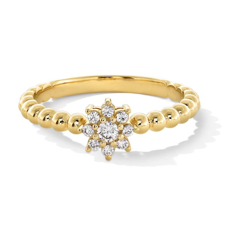Main Image 1 of 1/5 CT. T.W. Certified Lab-Grown Diamond Flower Bead Ring in Sterling Silver with 10K Gold Plate (F/VS2) - Size 7