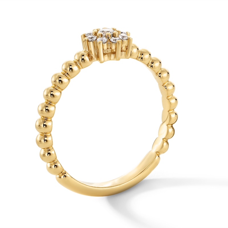 Main Image 2 of 1/5 CT. T.W. Certified Lab-Grown Diamond Flower Bead Ring in Sterling Silver with 10K Gold Plate (F/VS2) - Size 7
