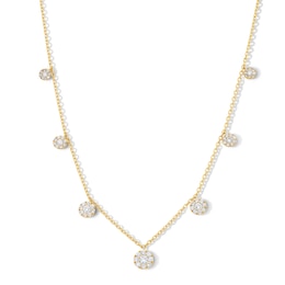 1 CT. T.W.  Lab-Grown Multi-Diamond Dangle Station Necklace in 10K Gold (F/VS2)