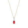 Thumbnail Image 1 of Pear-Shaped Pink Tourmaline and Diamond Accent Drop Pendant in 10K Gold