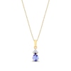 Thumbnail Image 1 of Pear-Shaped Tanzanite and 1/20 CT. T.W. Diamond Tri-Top Pendant in 10K Gold