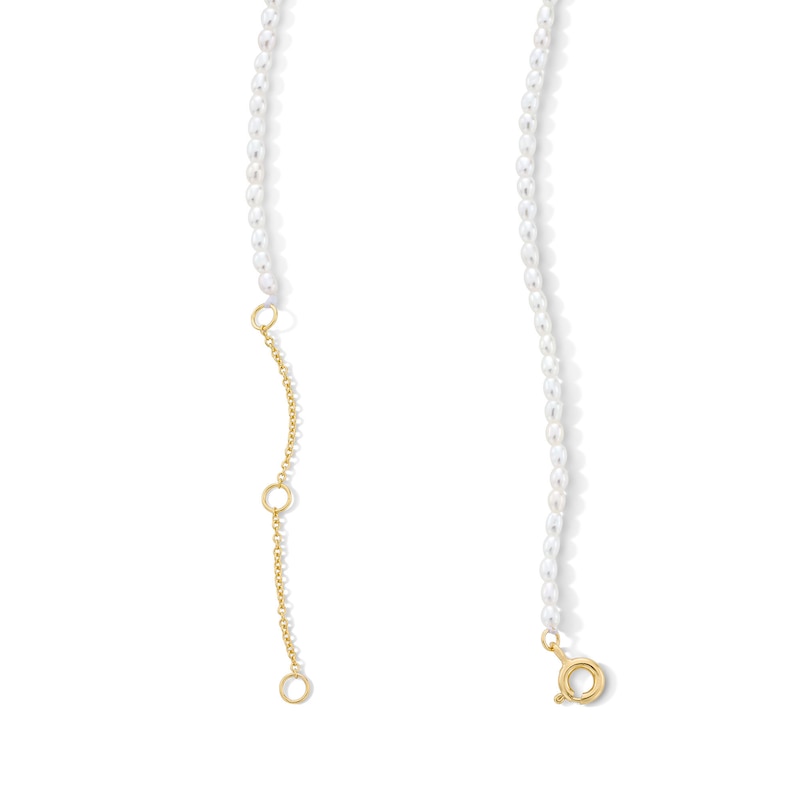 Main Image 4 of Freshwater Cultured Pearl with Lab-Grown Diamond Accent Star Necklace in Sterling Silver with 18K Gold Plate