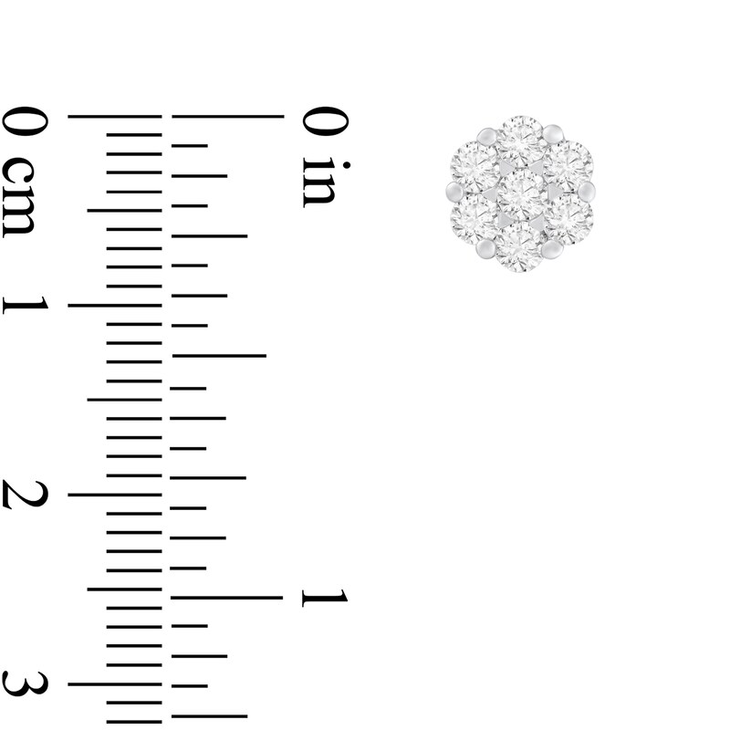 Main Image 2 of 1 CT. T.W. Flower-Shaped Multi-Diamond Stud Earrings in 14K White Gold