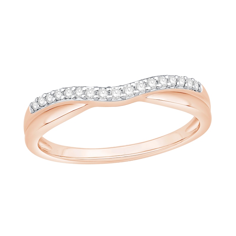 Main Image 1 of 1/10 CT. T.W. Diamond Contour Band in 14K Rose Gold