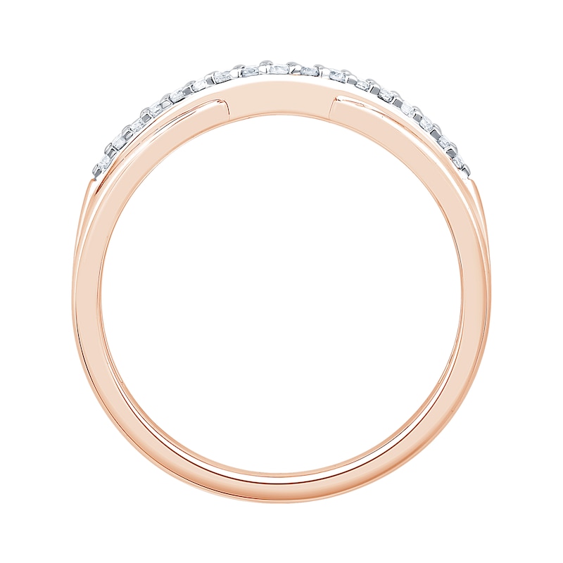 Main Image 3 of 1/10 CT. T.W. Diamond Contour Band in 14K Rose Gold