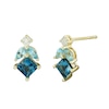 Thumbnail Image 3 of Multi-Shaped Blue Topaz and White Lab-Created Sapphire Drop Pendant and Earrings Set in Sterling Silver with Gold Plate