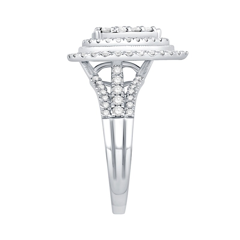 Main Image 2 of 1 CT. T.W. Multi-Diamond Pear-Shaped Double Frame Engagement Ring in 10K White Gold
