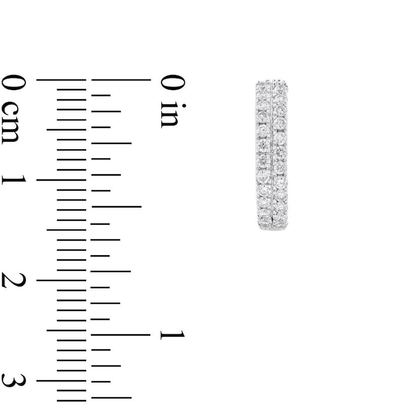 Main Image 2 of 1/2 CT. T.W. Diamond Double Row Hoop Earrings in 10K White Gold