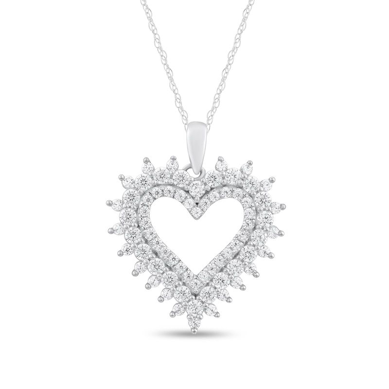 Main Image 1 of 1 CT. T.W. Diamond Sunburst Heart Pendant in 14K White Gold