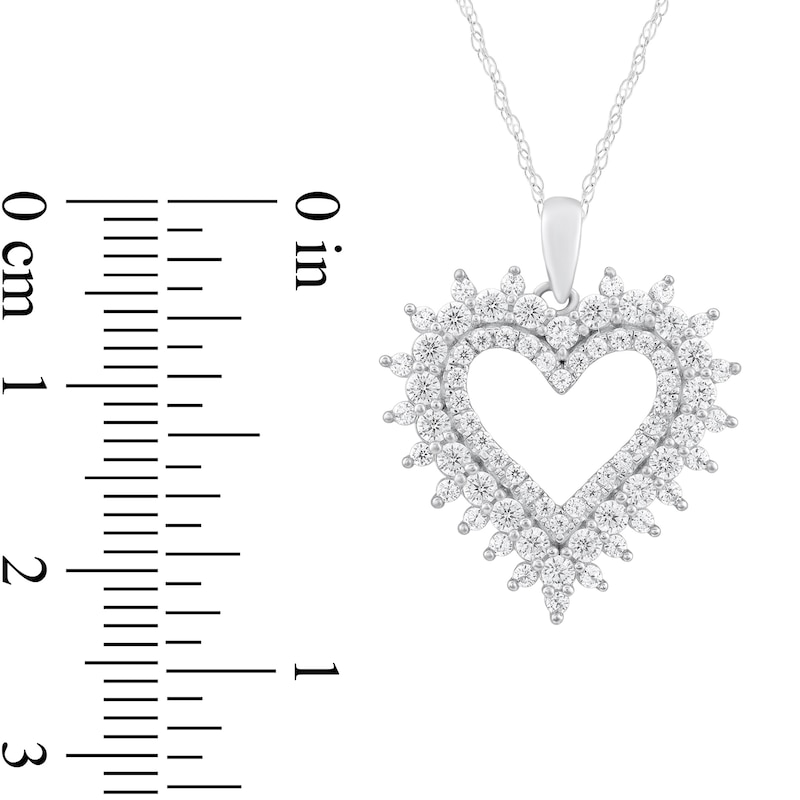Main Image 2 of 1 CT. T.W. Diamond Sunburst Heart Pendant in 14K White Gold