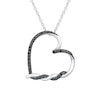 Thumbnail Image 1 of 1/5 CT. T.W. Black Diamond Swirl Tilted Heart Pendant in Sterling Silver - 19"