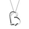 Thumbnail Image 3 of 1/5 CT. T.W. Black Diamond Swirl Tilted Heart Pendant in Sterling Silver - 19"