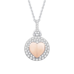 3/8 CT. T.W. Diamond Heart-Centre Doorknocker Pendant in 10K Two-Tone Gold – 19”