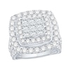 Thumbnail Image 1 of 4 CT. T.W. Princess and Round-Cut Multi-Diamond Double Frame Engagement Ring in 10K White Gold