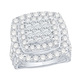 4 CT. T.W. Princess and Round-Cut Multi-Diamond Double Frame Engagement Ring in 10K White Gold