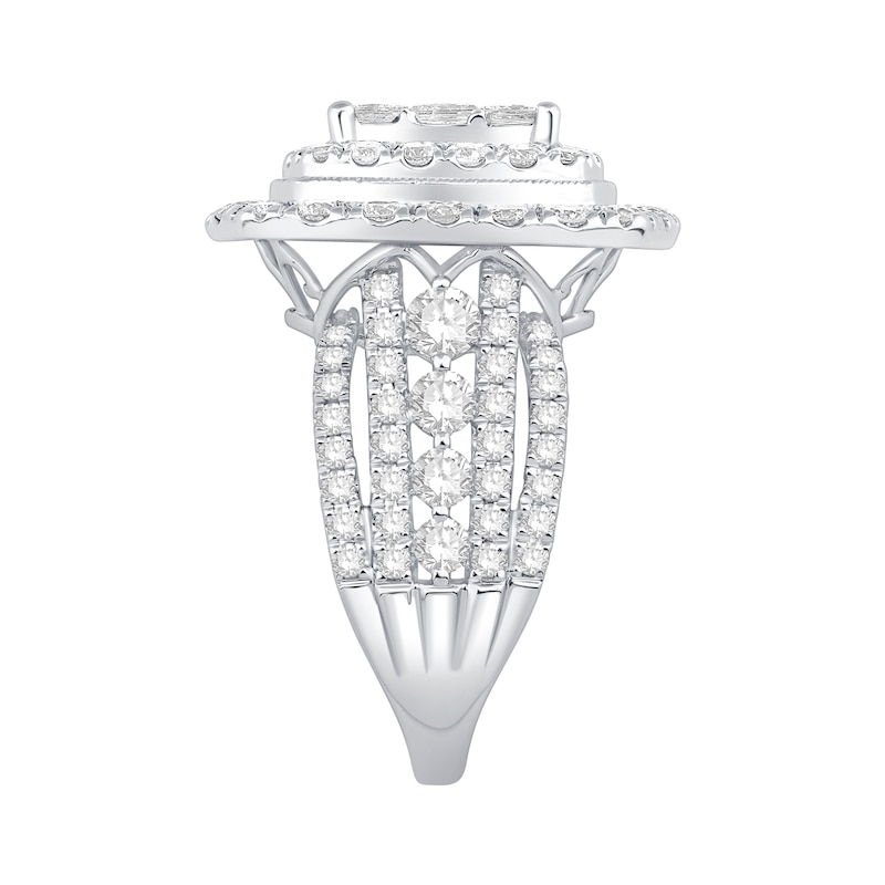 Main Image 2 of 4 CT. T.W. Princess and Round-Cut Multi-Diamond Double Frame Engagement Ring in 10K White Gold
