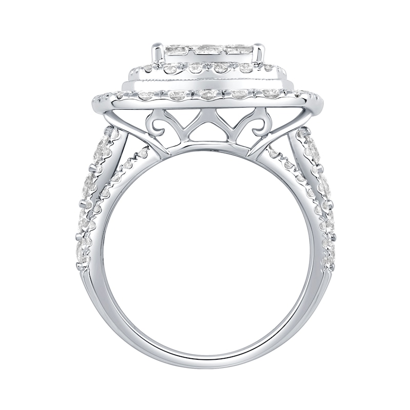 Main Image 3 of 4 CT. T.W. Princess and Round-Cut Multi-Diamond Double Frame Engagement Ring in 10K White Gold