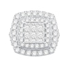 Thumbnail Image 4 of 4 CT. T.W. Princess and Round-Cut Multi-Diamond Double Frame Engagement Ring in 10K White Gold