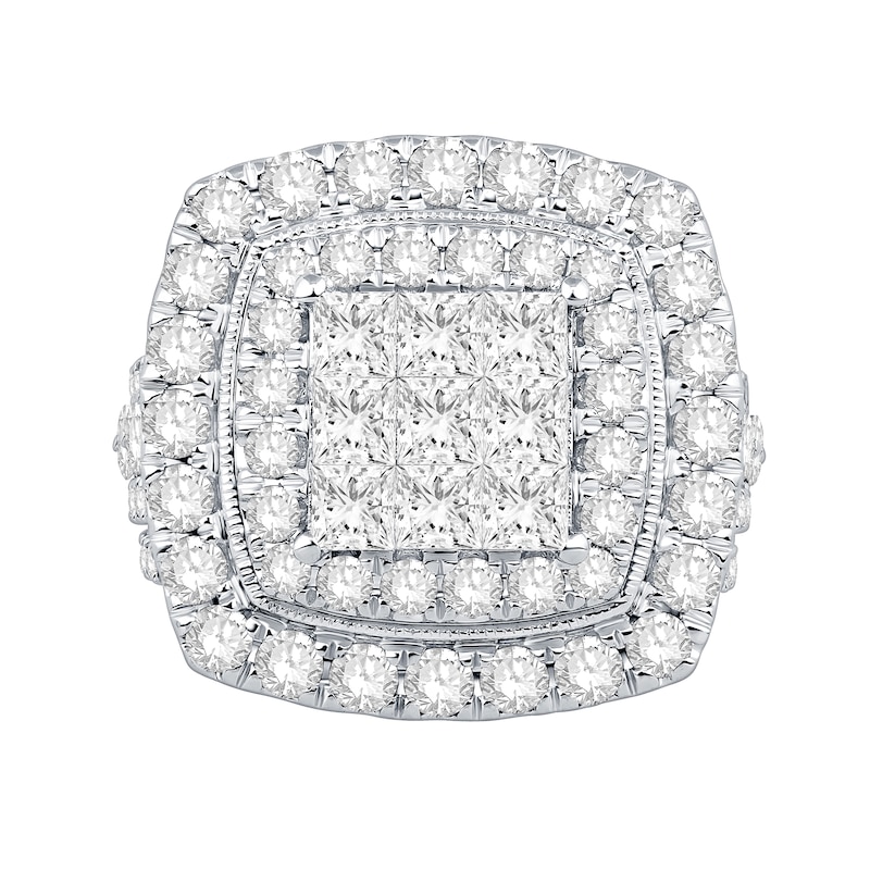 Main Image 4 of 4 CT. T.W. Princess and Round-Cut Multi-Diamond Double Frame Engagement Ring in 10K White Gold