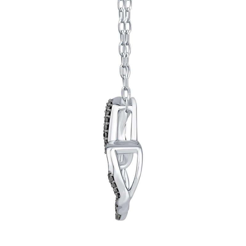 Main Image 2 of 1/5 CT. T.W. Black Diamond Twist Tilted Heart Pendant in Sterling Silver - 19”