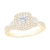 Thumbnail Image 1 of 1 CT. T.W. Princess-Cut and Pear-Shaped Three-Stone Engagement Ring in 14K Gold