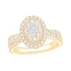 Thumbnail Image 1 of 1 CT. T.W. Princess, Baguette and Round-Cut Diamond Oval Frame Engagement Ring in 14K Gold