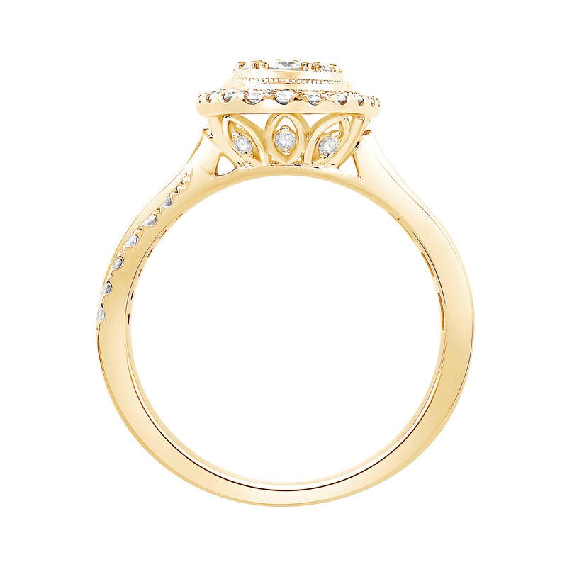 Main Image 3 of 1 CT. T.W. Princess, Baguette and Round-Cut Diamond Oval Frame Engagement Ring in 14K Gold