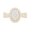 Thumbnail Image 4 of 1 CT. T.W. Princess, Baguette and Round-Cut Diamond Oval Frame Engagement Ring in 14K Gold