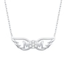 Thumbnail Image 1 of 1/10 CT. T.W. Diamond “Mom” with Wings Necklace in Sterling Silver