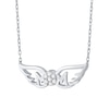 Thumbnail Image 3 of 1/10 CT. T.W. Diamond “Mom” with Wings Necklace in Sterling Silver