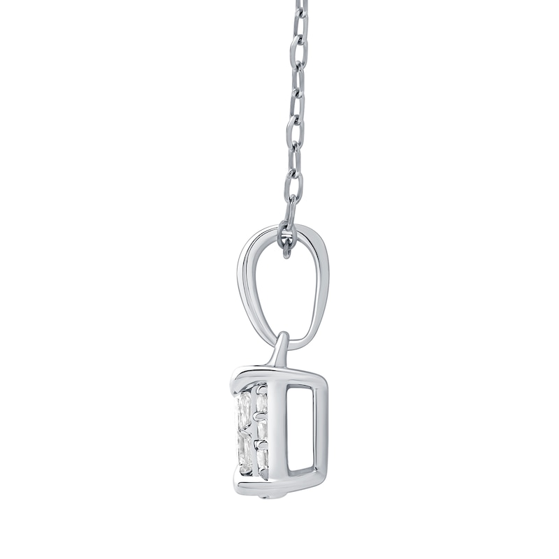Main Image 2 of 1/4 CT. T.W. Princess-Cut Diamond Quad Framed Pendant in 14K White Gold - 19”