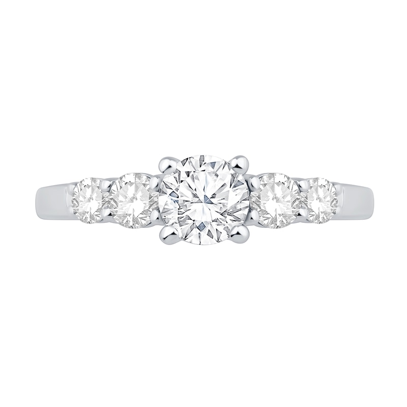 Main Image 4 of 1-1/5 CT. T.W. Diamond Five-Stone Engagement Ring in 14K White Gold