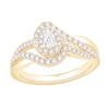 Thumbnail Image 1 of 5/8 CT. T.W. Pear-Shaped Diamond Bypass Frame Engagement Ring in 18K Gold