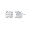 Thumbnail Image 1 of 1/2 CT. T.W. Princess-Cut Diamond Quad Framed Stud Earrings in 14K White Gold