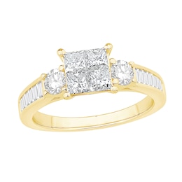 1-3/8 CT. T.W. Princess-Cut Diamond Quad Engagement Ring in 14K Gold